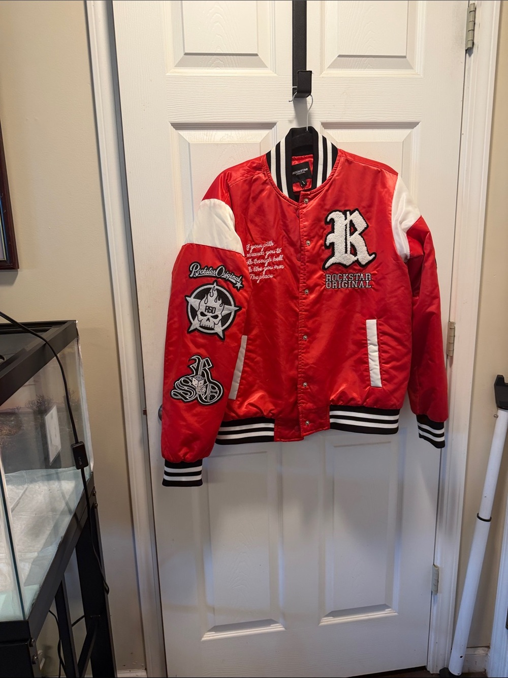 Red Satin Varsity Jacket